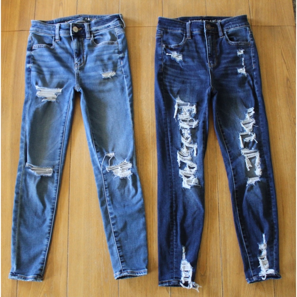 AEO Hi Rise Jegging Jeans Bundle Lot 0 X Short Preowned 2 Piece Used